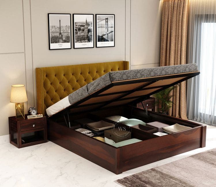 Aura Dual-Tone Hydraulic Storage King Bed view 1